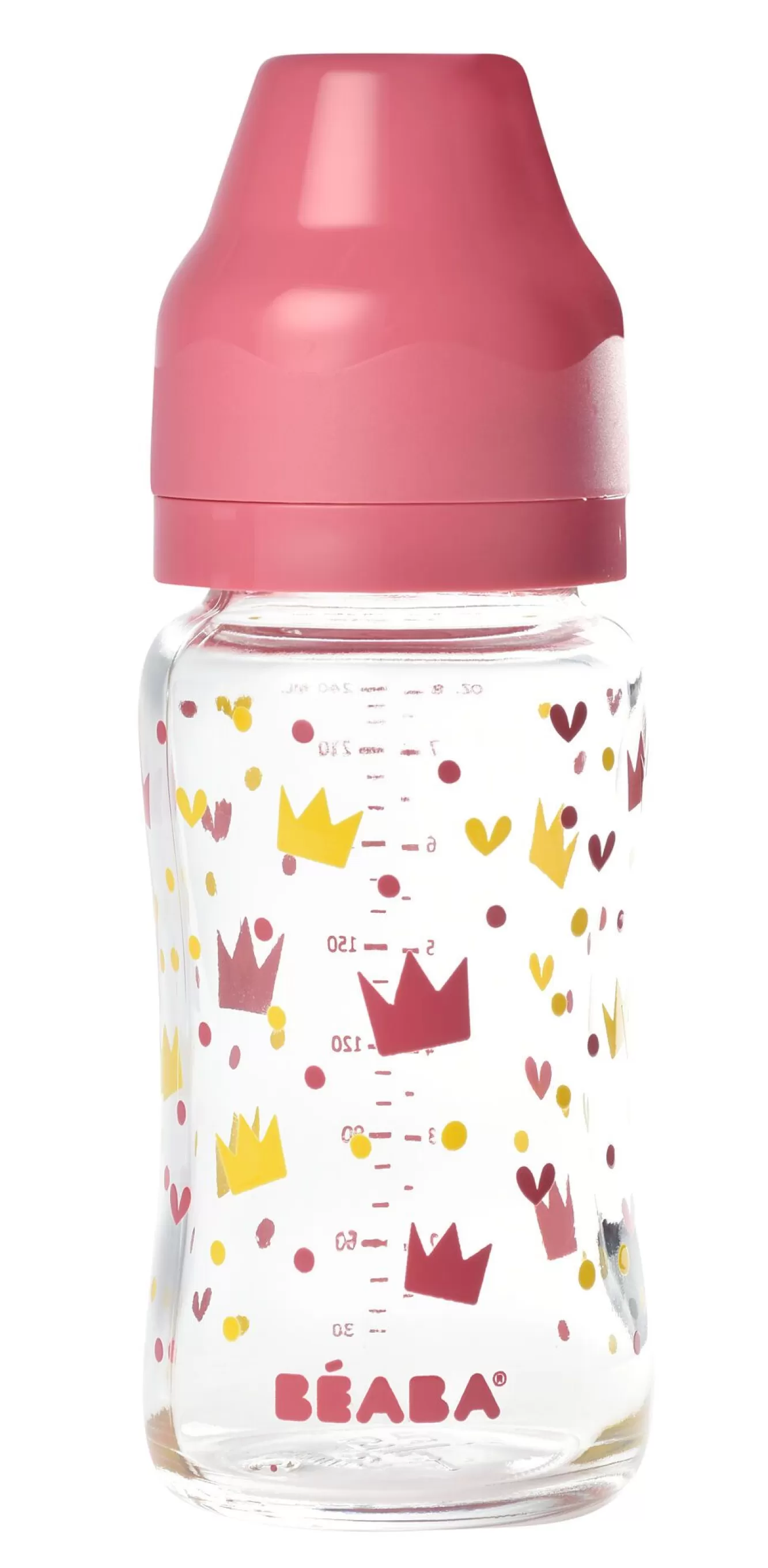 BÉABA Biberons Et Accessoires-Biberon Verre Col Large 240Ml Crown Pink