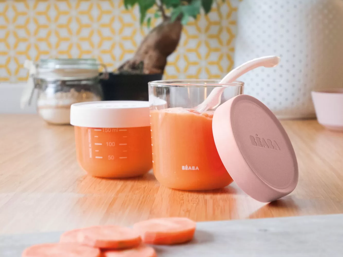 BÉABA Pots De Conservation-Coffret De 2 Portions Verre 150 Ml Pink / 250 Ml Old Pink