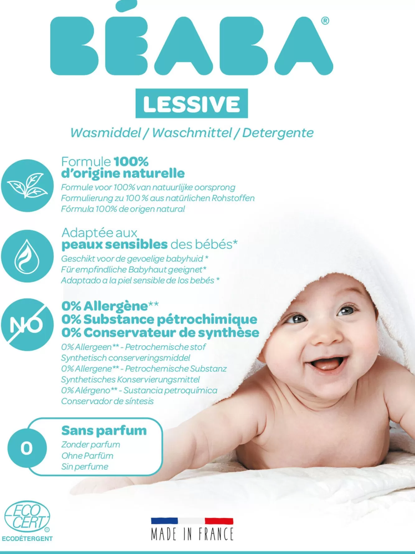 BÉABA Soins Et Toilette Bébé-Lessive Sans Parfum - 1L