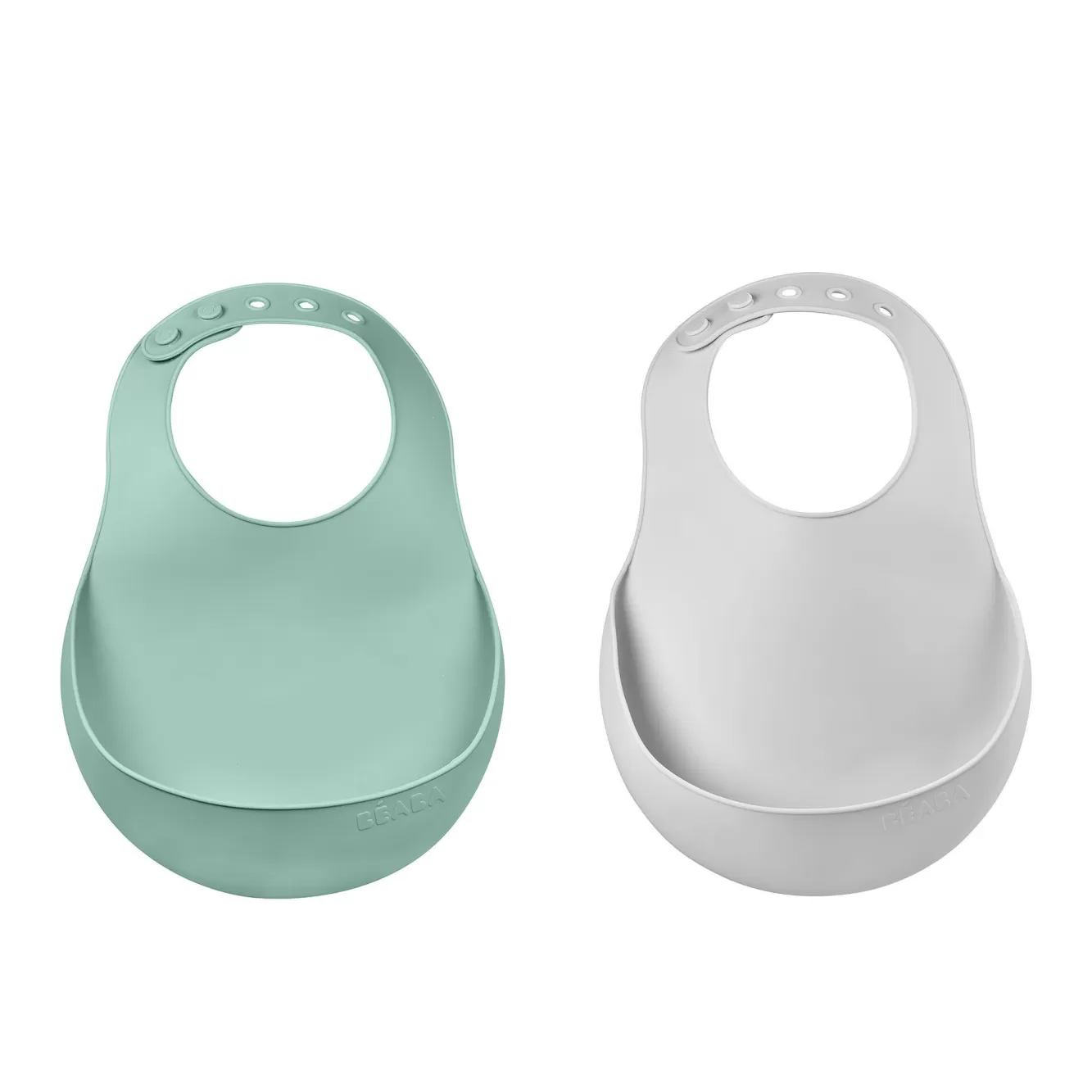 BÉABA Couverts, Vaisselle Et Bavoirs-Lot De 2 Bavoirs Silicone Light Mist/Sage Green