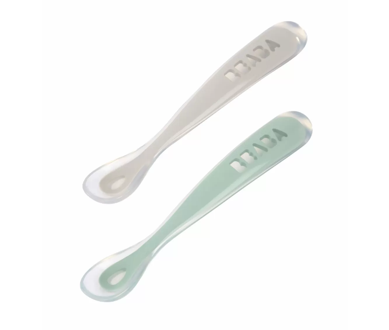 BÉABA Couverts, Vaisselle Et Bavoirs-Lot De 2 Cuilleres 1Er Age Silicone Avec Boite De Transport