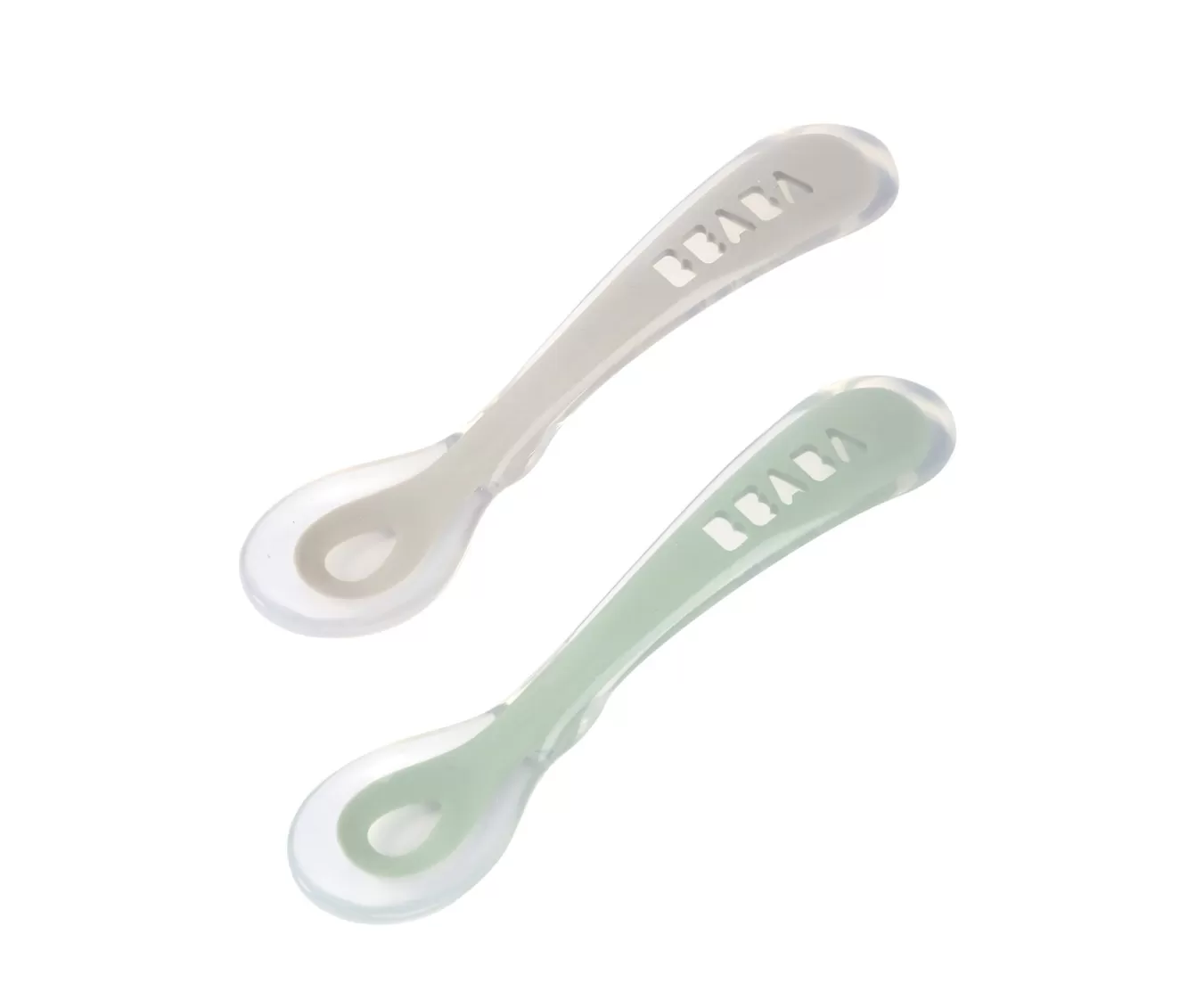 BÉABA Couverts, Vaisselle Et Bavoirs-Lot De 2 Cuilleres 2Eme Age Silicone Avec Boite De Transport
