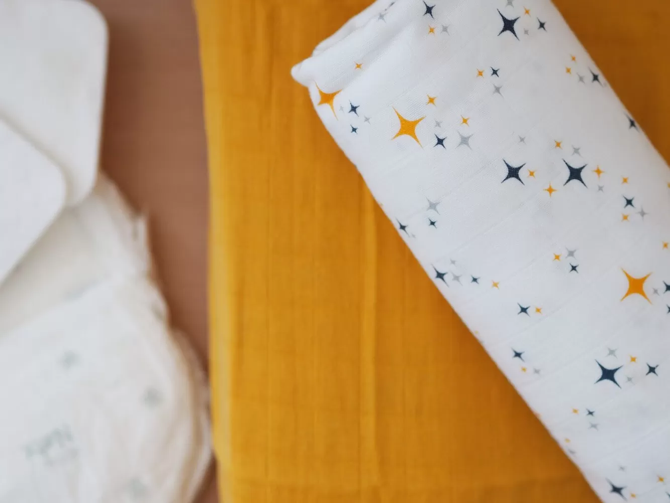 BÉABA Emmaillotage-Lot De 2 Langes Xxl En Coton Honey Yellow/Starry Night