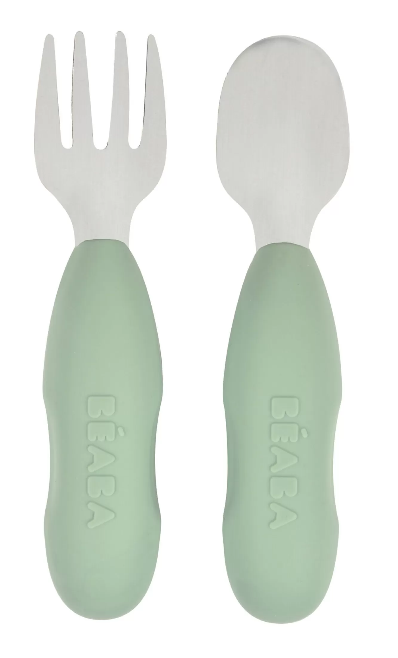 BÉABA Couverts, Vaisselle Et Bavoirs-Lot De 2 Pre-Couverts Inox Sage Green