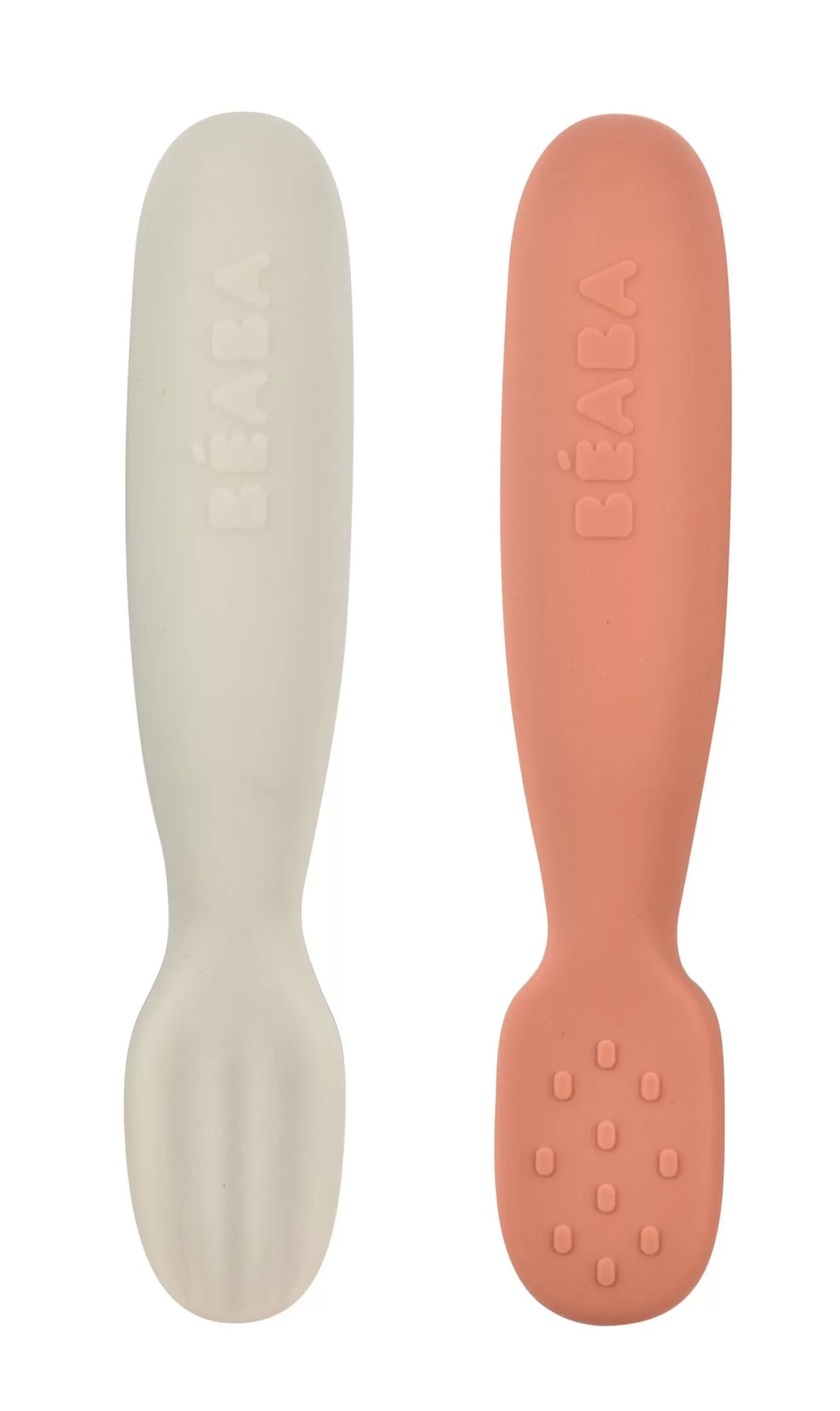 BÉABA Couverts, Vaisselle Et Bavoirs-Lot De 2 Pre-Cuillere Silicone Terracotta / Velvet Grey