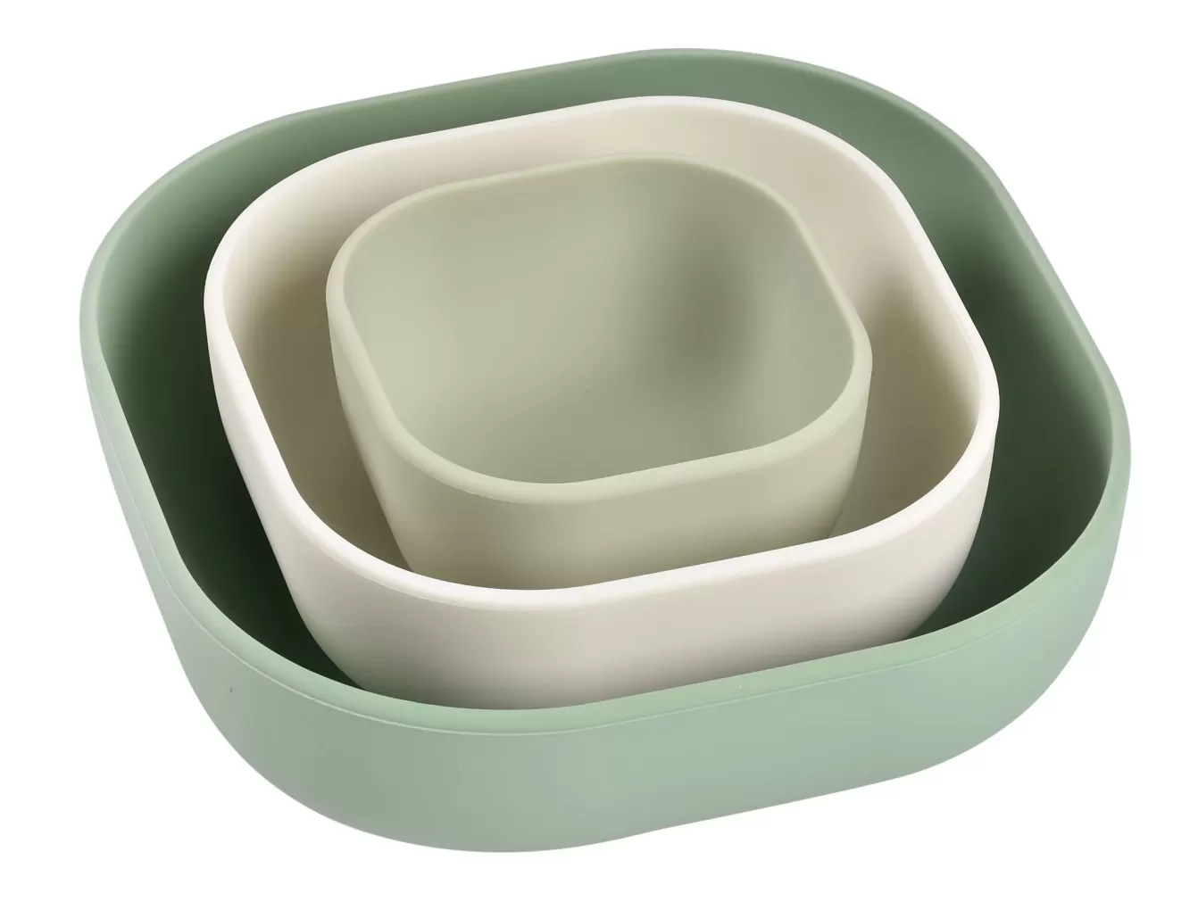 BÉABA Goûter Sain-Lot De 3 Bols Silicone Gigogne Sage Green