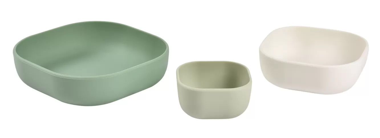 BÉABA Goûter Sain-Lot De 3 Bols Silicone Gigogne Sage Green