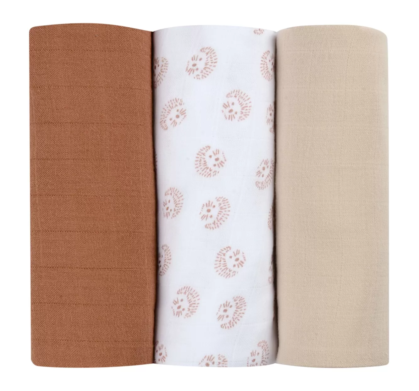 BÉABA Accessoires De Toilette-Lot De 3 Langes En Coton Hedgehog