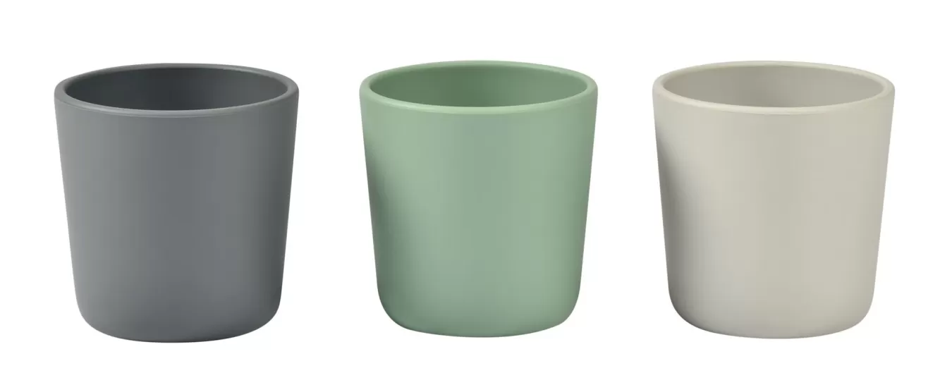 BÉABA Couverts, Vaisselle Et Bavoirs-Lot De 3 Verres Silicone Velvet Grey / Sage Green