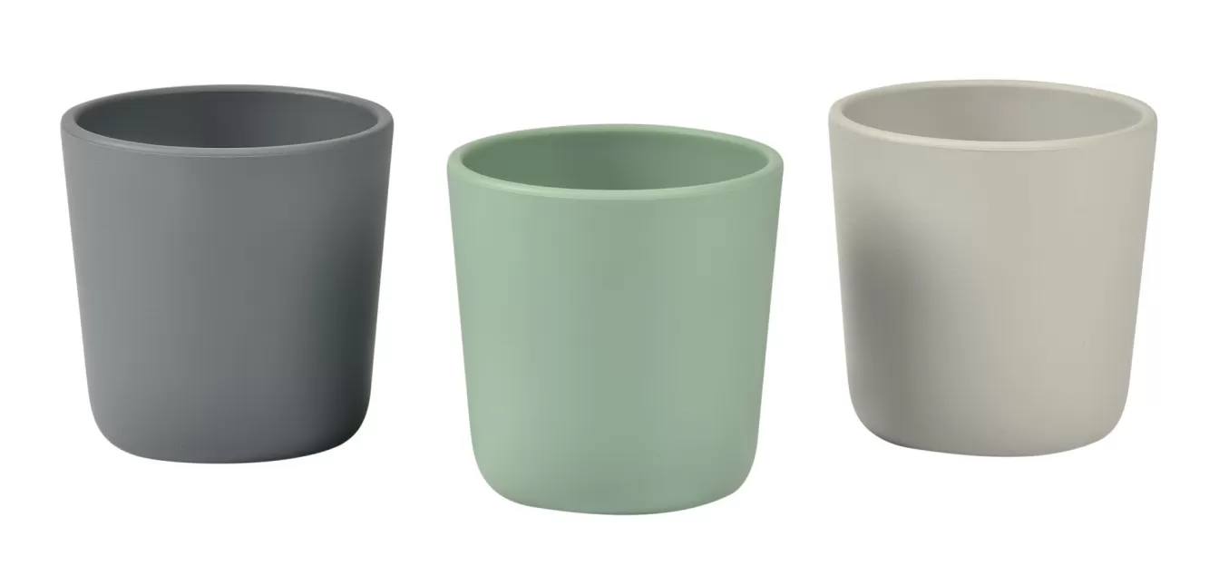 BÉABA Couverts, Vaisselle Et Bavoirs-Lot De 3 Verres Silicone Velvet Grey / Sage Green