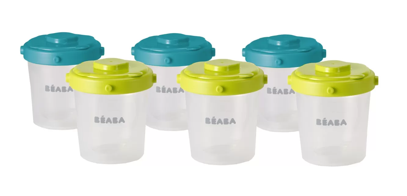 BÉABA Pots De Conservation-Lot De 6 Portions Clip 2Eme Age 200 Ml Neon