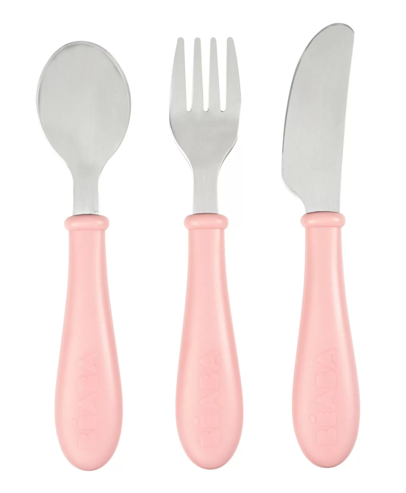 BÉABA Couverts, Vaisselle Et Bavoirs-Set 3 Couverts Inox Old Pink