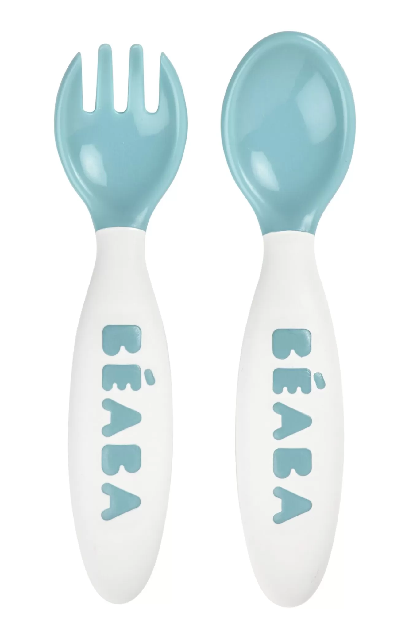 BÉABA Couverts, Vaisselle Et Bavoirs-Set De 2 Couverts Ergonomiques 2Eme Age Blue