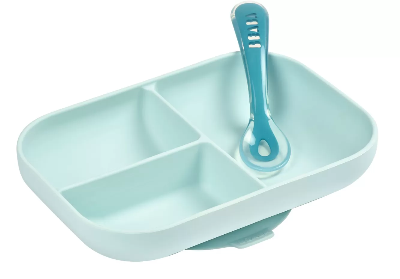 BÉABA Couverts, Vaisselle Et Bavoirs-Set Repas Silicone Avec Ventouse Blue