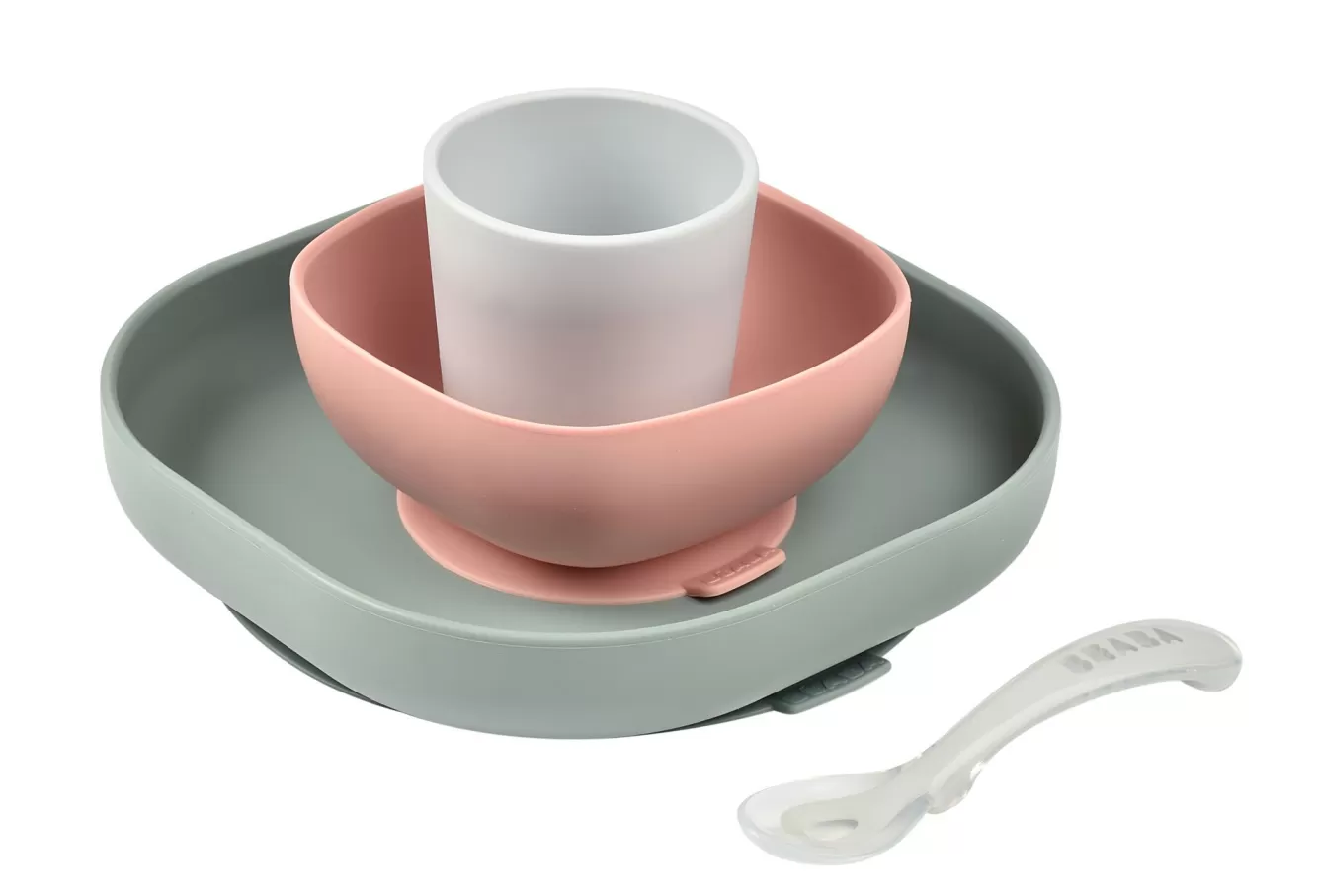 BÉABA Couverts, Vaisselle Et Bavoirs-Set Vaisselle Silicone 4 Pieces Eucalyptus