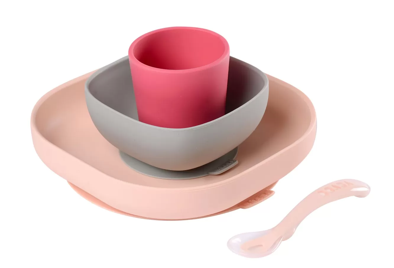 BÉABA Couverts, Vaisselle Et Bavoirs-Set Vaisselle Silicone 4 Pieces Pink