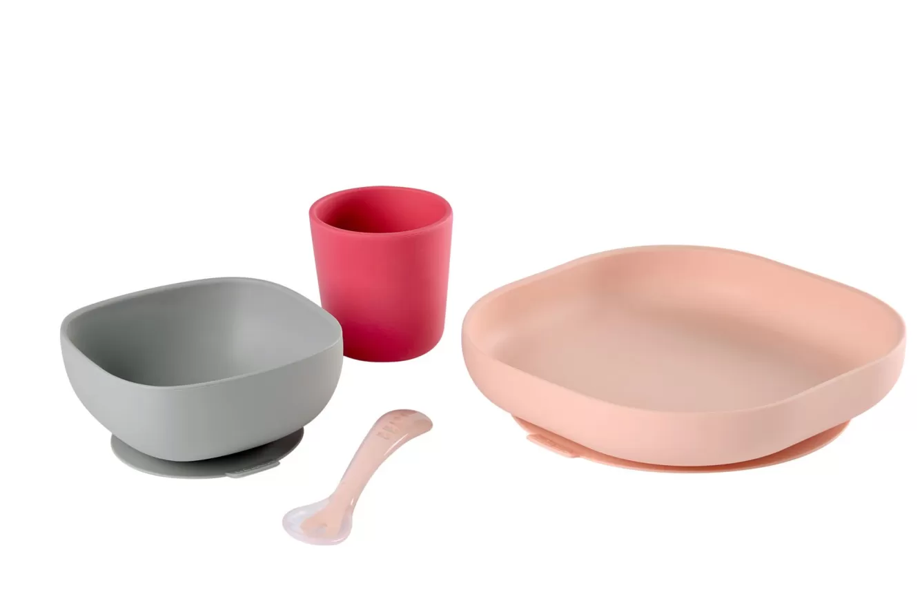 BÉABA Couverts, Vaisselle Et Bavoirs-Set Vaisselle Silicone 4 Pieces Pink