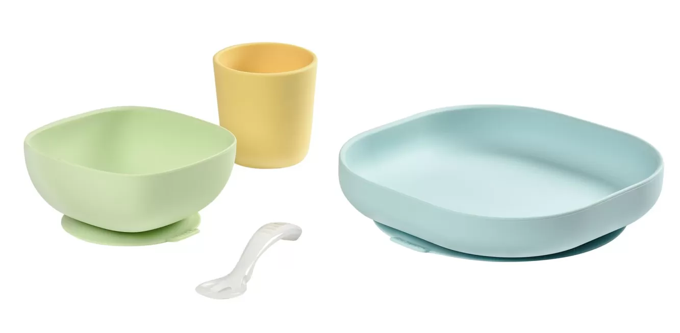 BÉABA Couverts, Vaisselle Et Bavoirs-Set Vaisselle Silicone 4 Pieces Yellow